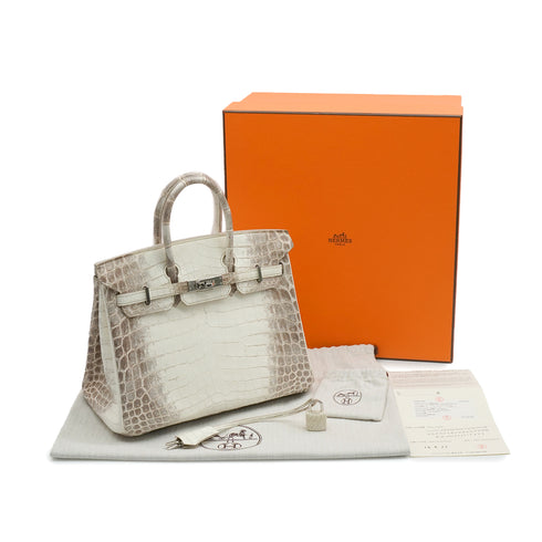 HERMES BIRKIN 25 HIMALAYA CROCODILE NILOTICUS MATT HAND BAG 2016 X STAMP PALLADIUM HARDWARE 90339154