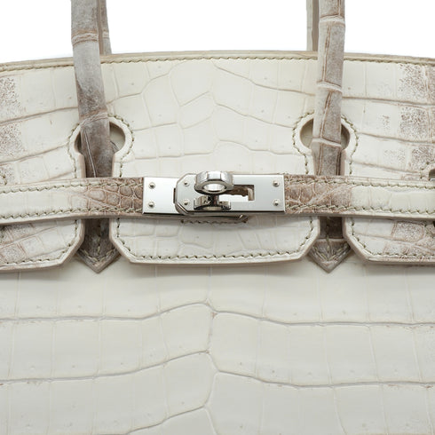 HERMES BIRKIN 25 HIMALAYA CROCODILE NILOTICUS MATT HAND BAG 2016 X STAMP PALLADIUM HARDWARE 90339154