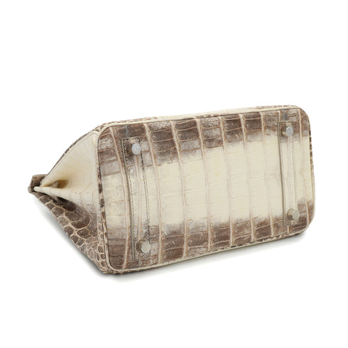 HERMES BIRKIN 25 HIMALAYA CROCODILE NILOTICUS MAT HAND BAG 2015 T STAMP PALLADIUM HARDWARE 90327986