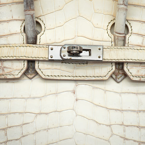 HERMES BIRKIN 25 HIMALAYA CROCODILE NILOTICUS MAT HAND BAG 2015 T STAMP PALLADIUM HARDWARE 90327986