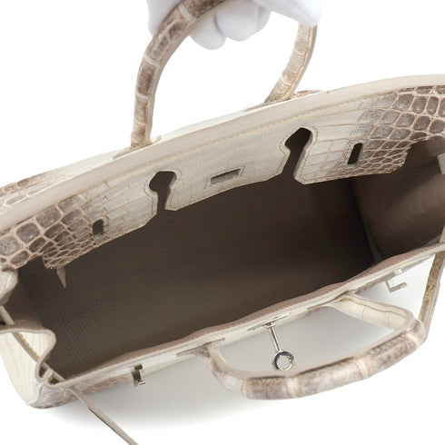 HERMES BIRKIN 25 HIMALAYA CROCODILE NILOTICUS MAT HAND BAG 2015 T STAMP PALLADIUM HARDWARE 90327986