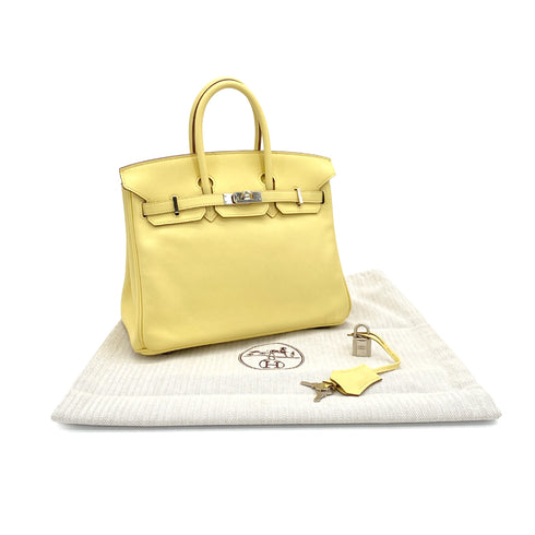 HERMES BIRKIN 25 JAUNE POUSSIN SWIFT HAND BAG 2015 T STAMP PALLADIUM HARDWARE 90322850