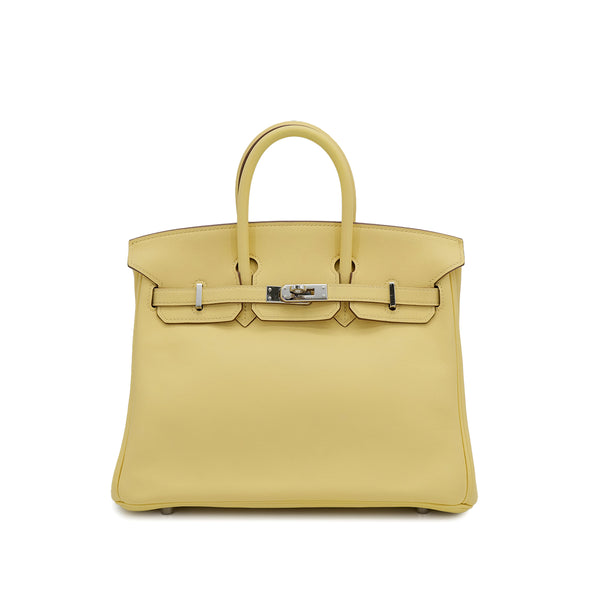 HERMES BIRKIN 25 JAUNE POUSSIN VEAU SWIFT HAND BAG 2015 T STAMP PALLADIUM HARDWARE 90318191