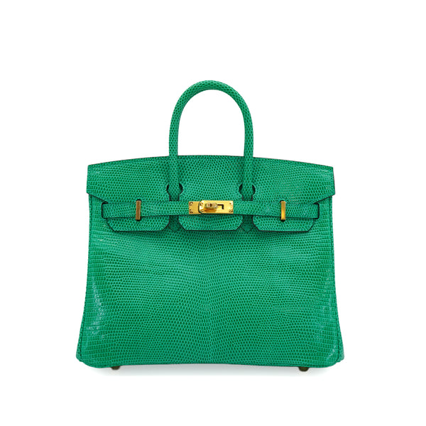HERMES BIRKIN 25 MENTHE LIZARD HAND BAG 2023 B STAMP GOLD HARDWARE 90351050