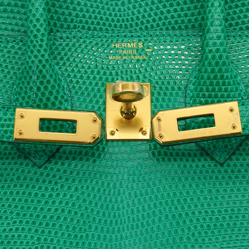 HERMES BIRKIN 25 MENTHE LIZARD HAND BAG 2023 B STAMP GOLD HARDWARE 90351050