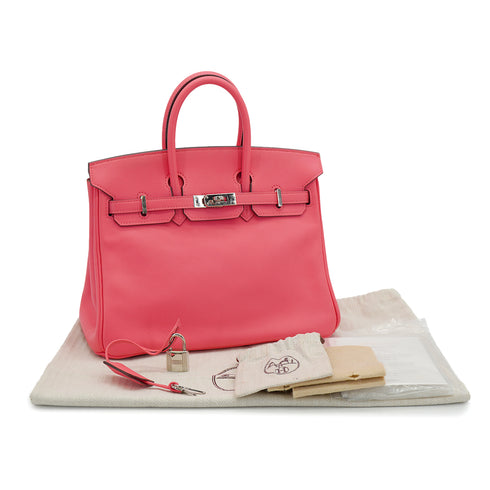 HERMES BIRKIN 25 ROSE AZALEE VEAU SWIFT HAND BAG 2017 A STAMP GOLD HARDWARE 90333186