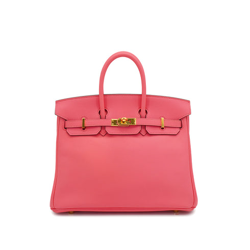 HERMES BIRKIN 25 ROSE AZALEE VEAU SWIFT HAND BAG 2017 A STAMP GOLD HARDWARE 90335151