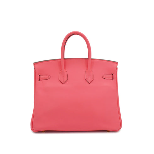 HERMES BIRKIN 25 ROSE AZALEE VEAU SWIFT HAND BAG 2017 A STAMP GOLD HARDWARE 90335151
