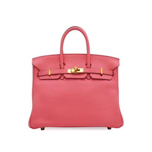 HERMES BIRKIN 25 ROSE AZALEE VEAU SWIFT HAND BAG 2017 A STAMP GOLD HARDWARE 90338340