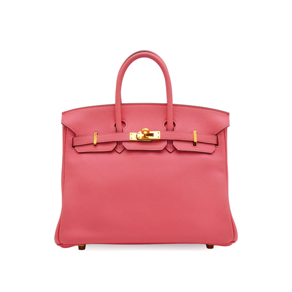 HERMES BIRKIN 25 ROSE AZALEE VEAU SWIFT HAND BAG 2017 A STAMP GOLD HARDWARE 90338340