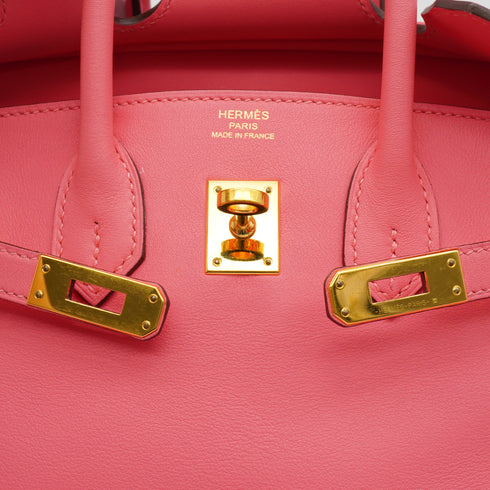 HERMES BIRKIN 25 ROSE AZALEE VEAU SWIFT HAND BAG 2017 A STAMP GOLD HARDWARE 90338340