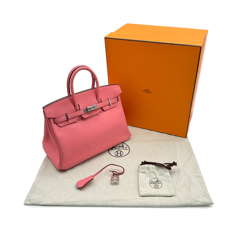 HERMES BIRKIN 25 ROSE DETE VEAU SWIFT HAND BAG 2020 Y PALLADIUM HARDWARE 90313845