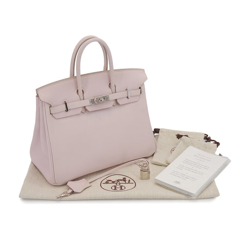 HERMES BIRKIN 25 ROSE DRAGEE VEAU SWIFT HAND BAG 2007 SQUARE K STAMP PALLADIUM HARDWARE 90331374