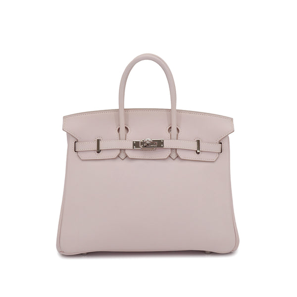 HERMES BIRKIN 25 ROSE DRAGEE VEAU SWIFT HAND BAG 2007 SQUARE K STAMP PALLADIUM HARDWARE 90331374