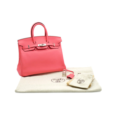 HERMES BIRKIN 25 ROSE LIPSTICK VEAU SWIFT HAND BAG 2018 C STAMP PALLADIUM HARDWARE 90349267