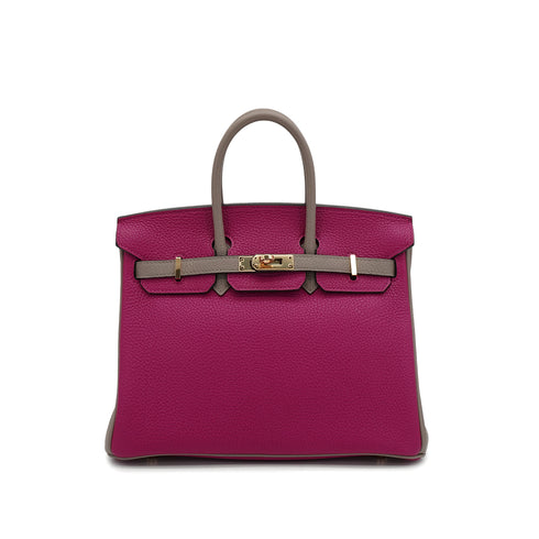 HERMES BIRKIN 25 ROSE PURPLE GRIS TOURTERELLE TOGO HAND BAG 2018 C STAMP SPO PERMABRASS GOLD HARDWARE 90351069