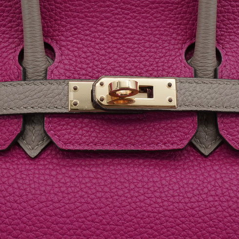HERMES BIRKIN 25 ROSE PURPLE GRIS TOURTERELLE TOGO HAND BAG 2018 C STAMP SPO PERMABRASS GOLD HARDWARE 90351069