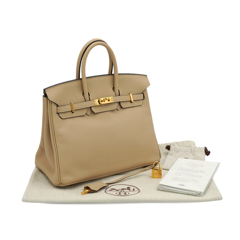 HERMES BIRKIN 25 TRENCH VEAU SWIFT HAND BAG 2017 A STAMP GOLD HARDWARE 90339157