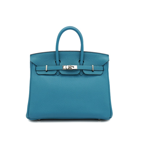 HERMES BIRKIN 25 TURQUOISE TOGO HAND BAG 2014 SQUARE R PALLADIUM HARDWARE 90334492