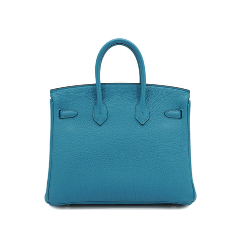 HERMES BIRKIN 25 TURQUOISE TOGO HAND BAG 2014 SQUARE R PALLADIUM HARDWARE 90334492