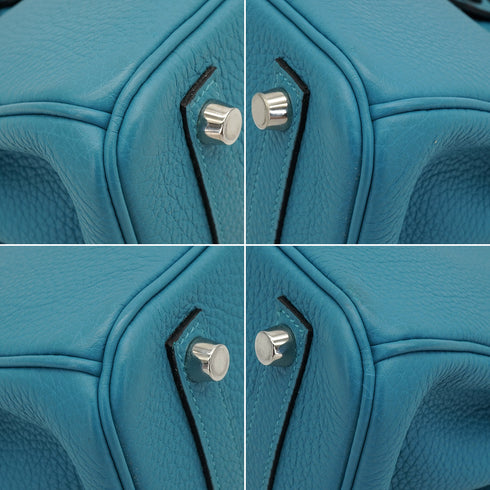 HERMES BIRKIN 25 TURQUOISE TOGO HAND BAG 2014 SQUARE R PALLADIUM HARDWARE 90334492