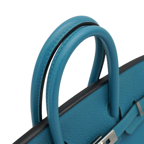 HERMES BIRKIN 25 TURQUOISE TOGO HAND BAG 2014 SQUARE R PALLADIUM HARDWARE 90334492