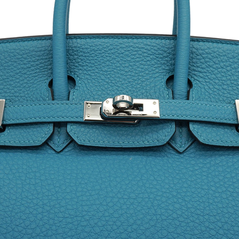 HERMES BIRKIN 25 TURQUOISE TOGO HAND BAG 2014 SQUARE R PALLADIUM HARDWARE 90334492