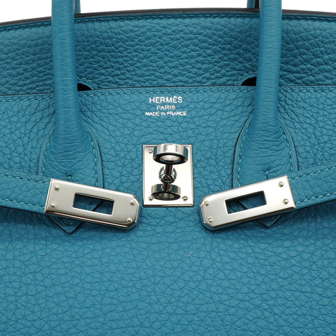 HERMES BIRKIN 25 TURQUOISE TOGO HAND BAG 2014 SQUARE R PALLADIUM HARDWARE 90334492