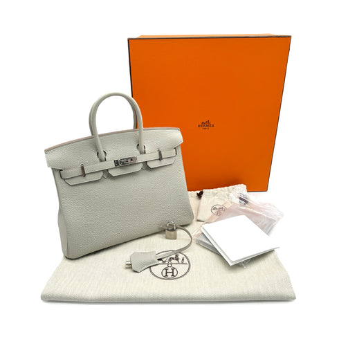 HERMES BIRKIN 25 VERSO GRIS PERLE NATA TOGO HAND BAG 2022 U STAMP PALLADIUM HARDWARE 90327141