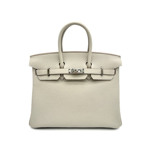HERMES BIRKIN 25 VERSO GRIS PERLE NATA TOGO HAND BAG 2022 U STAMP PALLADIUM HARDWARE 90327141