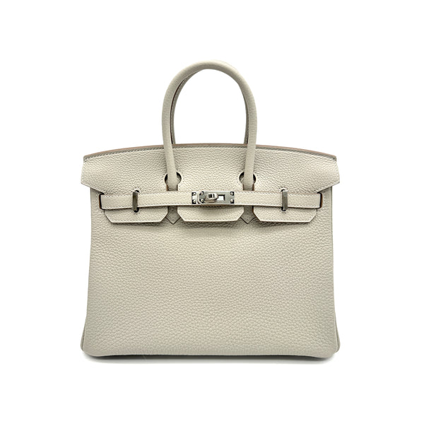 HERMES BIRKIN 25 VERSO GRIS PERLE NATA TOGO HAND BAG 2022 U STAMP PALLADIUM HARDWARE 90327141
