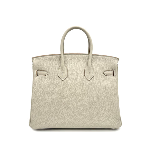 HERMES BIRKIN 25 VERSO GRIS PERLE NATA TOGO HAND BAG 2022 U STAMP PALLADIUM HARDWARE 90327141