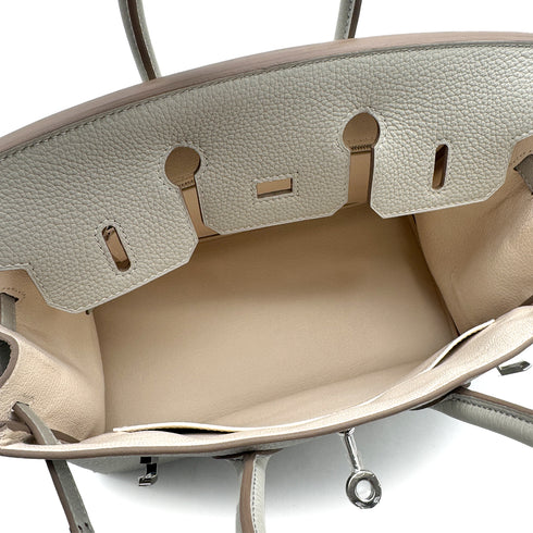HERMES BIRKIN 25 VERSO GRIS PERLE NATA TOGO HAND BAG 2022 U STAMP PALLADIUM HARDWARE 90327141