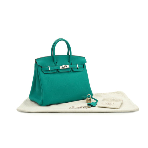 HERMES BIRKIN 25 VERT VERONE TOGO HAND BAG 2019 D STAMP PALLADIUM HARDWARE 90338769
