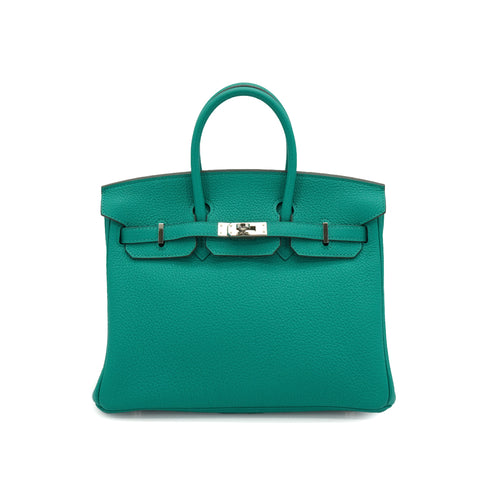 HERMES BIRKIN 25 VERT VERONE TOGO HAND BAG 2019 D STAMP PALLADIUM HARDWARE 90338769