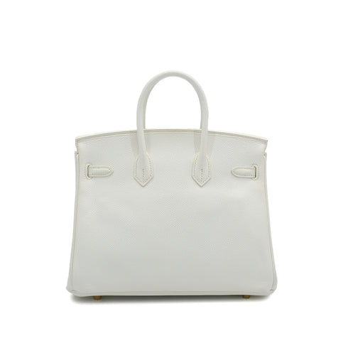 HERMES BIRKIN 25 WHITE VEAU EPSOM HAND BAG 2014 SQUARE R GOLD HARDWARE 90335775