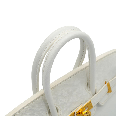 HERMES BIRKIN 25 WHITE VEAU EPSOM HAND BAG 2014 SQUARE R GOLD HARDWARE 90335775
