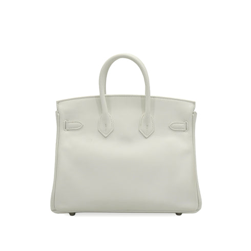 HERMES BIRKIN 25 WHITE VEAU SWIFT HAND BAG 2024 W STAMP PALLADIUM HARDWARE 90348250