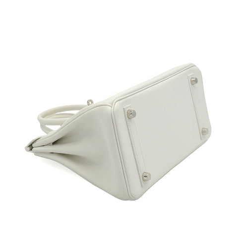 HERMES BIRKIN 25 WHITE VEAU SWIFT HAND BAG 2024 W STAMP PALLADIUM HARDWARE 90348250