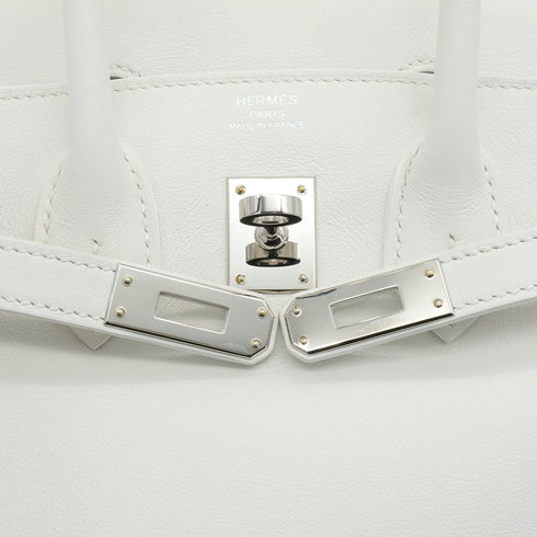 HERMES BIRKIN 25 WHITE VEAU SWIFT HAND BAG 2024 W STAMP PALLADIUM HARDWARE 90348250