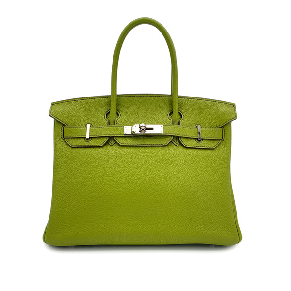 HERMES BIRKIN 30 ANIS GREEN TOGO HAND BAG 2007 SQUARE K PALLADIUM HARDWARE 90317919