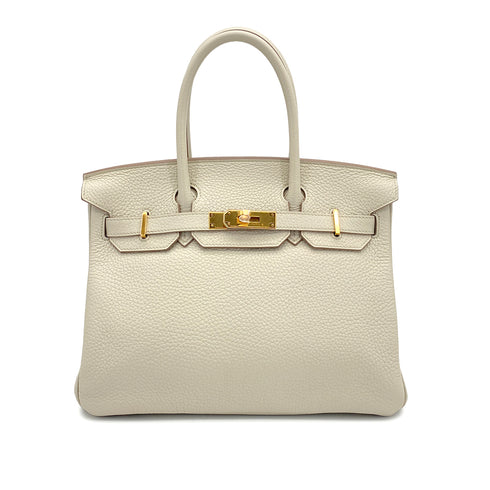 HERMES BIRKIN 30 BETON TAURILLON CLEMENCE HAND BAG 2022 U GOLD HARDWARE 90318182