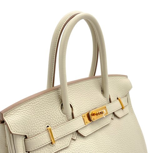 HERMES BIRKIN 30 BETON TAURILLON CLEMENCE HAND BAG 2022 U GOLD HARDWARE 90318182