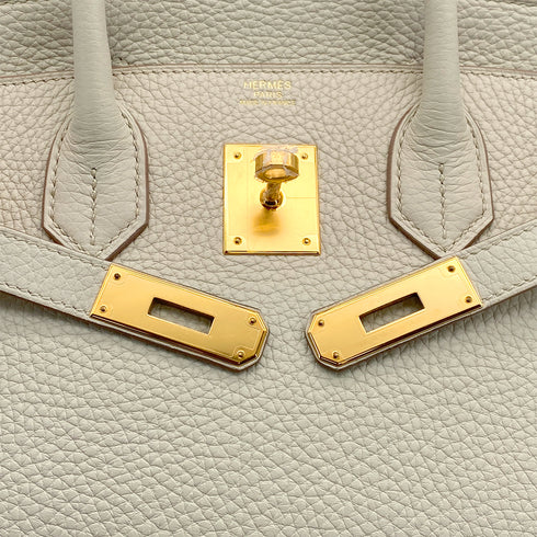 HERMES BIRKIN 30 BETON TAURILLON CLEMENCE HAND BAG 2022 U GOLD HARDWARE 90318182