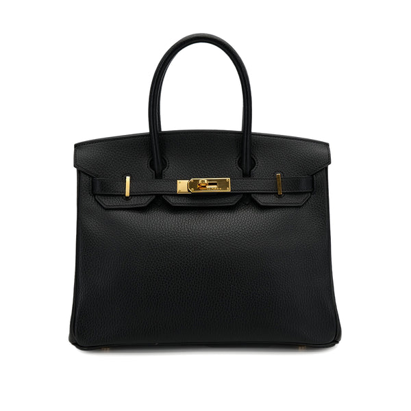 HERMES BIRKIN 30 BLACK ARDENNES HAND BAG 1999 SQUARE C GOLD HARDWARE 90312665