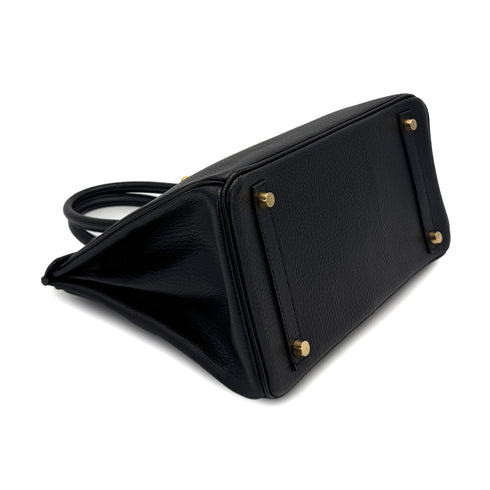 HERMES BIRKIN 30 BLACK ARDENNES HAND BAG 1999 SQUARE C GOLD HARDWARE 90312665