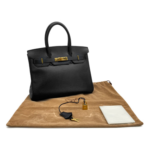HERMES BIRKIN 30 BLACK ARDENNES HAND BAG 2003 SQUARE G GOLD HARDWARE 90314771