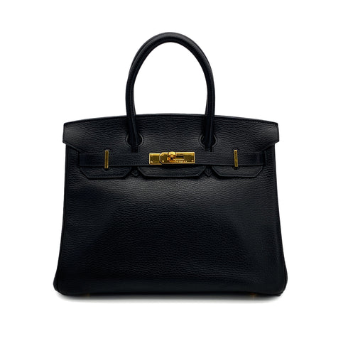 HERMES BIRKIN 30 BLACK ARDENNES HAND BAG 2003 SQUARE G GOLD HARDWARE 90314771