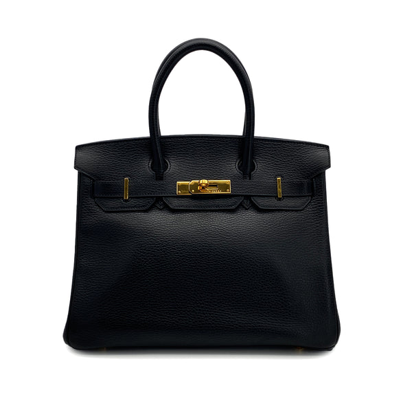 HERMES BIRKIN 30 BLACK ARDENNES HAND BAG 2003 SQUARE G GOLD HARDWARE 90314771