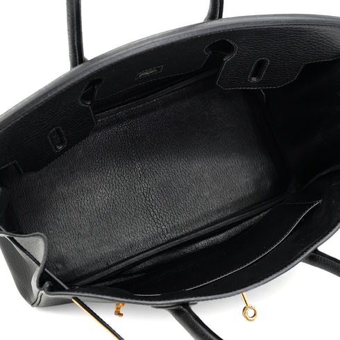 HERMES BIRKIN 30 BLACK ARDENNES HAND BAG 2004 SQUARE H GOLD HARDWARE 90335575